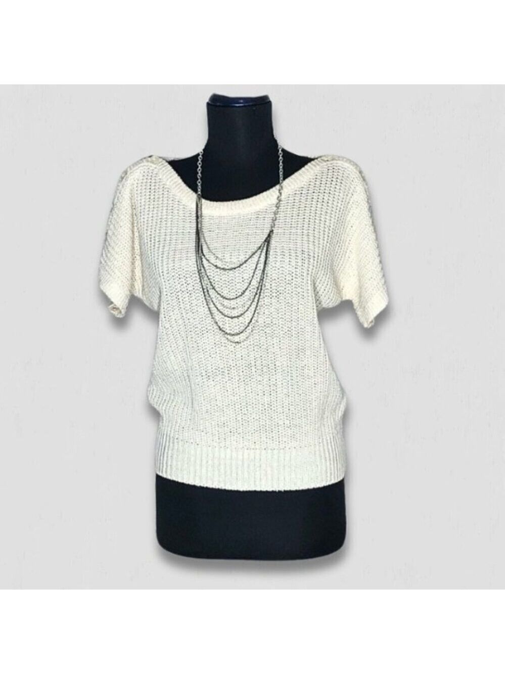 Vintage Chaus Y2K Chunky Knit Cream Blouse Small